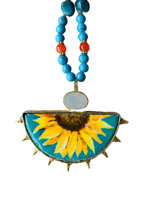 Noushina Sunflower Beaded Necklace