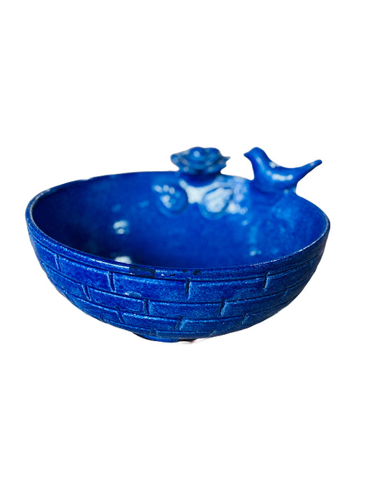 Hala Bird And Flower Bricks Bowl Blue