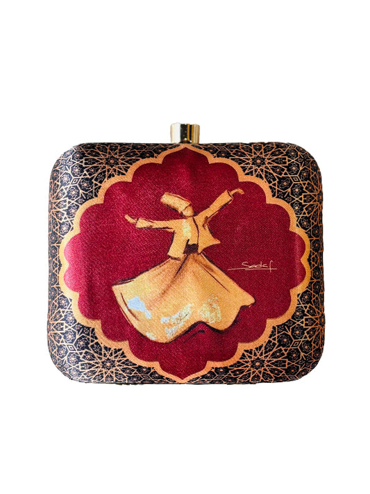 Sadaf Farasat Clutch Brown & Red