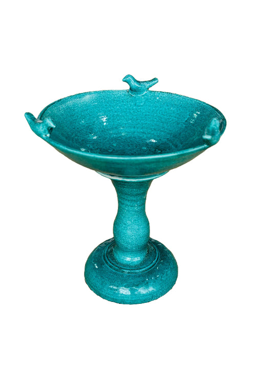 Hala Birdbath With Stand Turquoise Large