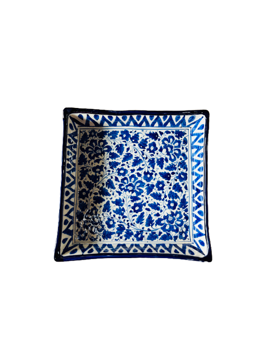 Multan Square Tray Blue White