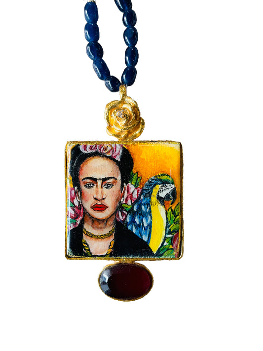 Frida Kahlo Navy Blue Beaded Necklace