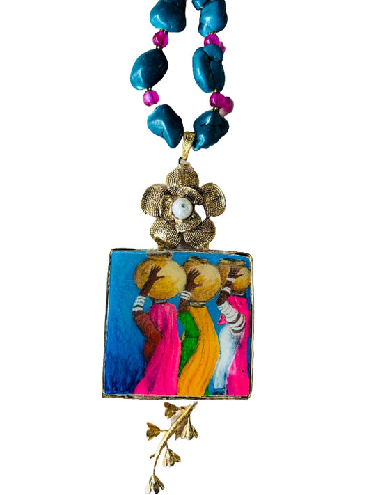 Noshina 3 Women Navy Blue Beaded Necklace