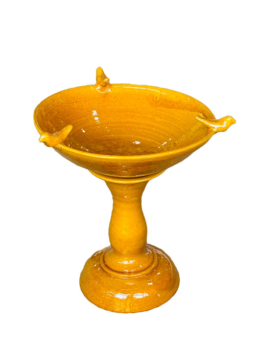 Hala Birdbath With Stand Mustard Large