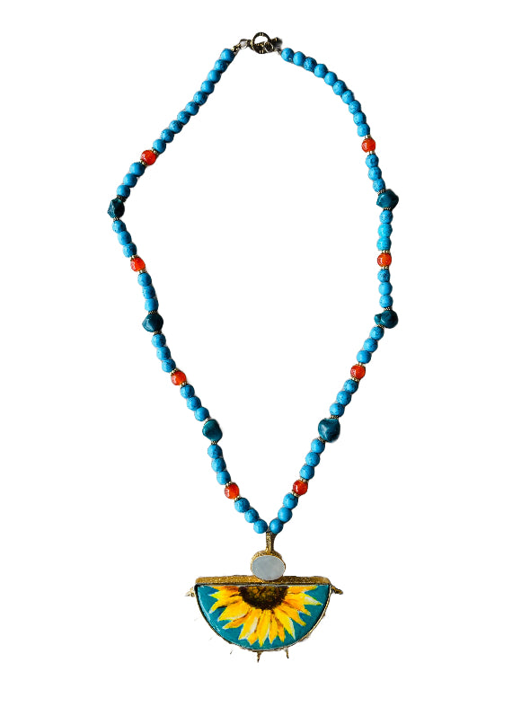 Noushina Sunflower Beaded Necklace