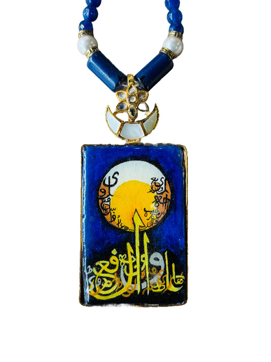 Noushina Kundan Charm Haroof Blue Beaded Necklace