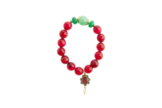 Red Agate & Green Jade Bracelet