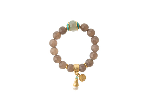 Grey Agate with Turquoise Accents Bracelet