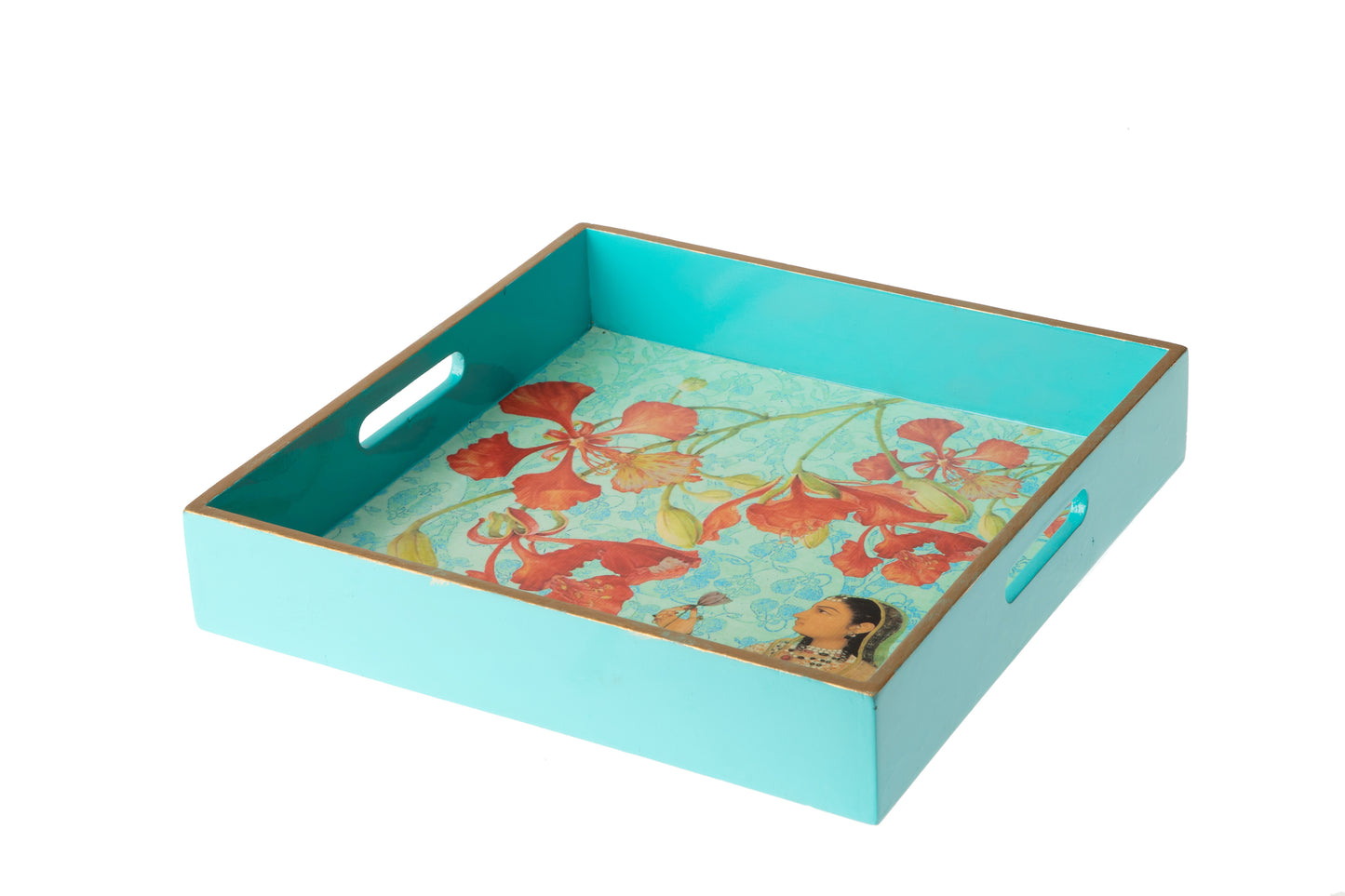 Queen Gulmohar Gold Rim Tray