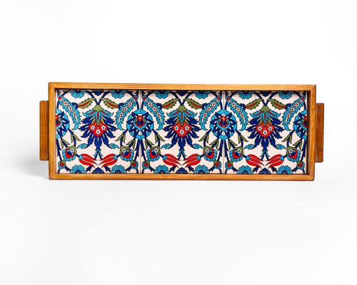 Palestinian Trays 3 Tiled Blue & Red