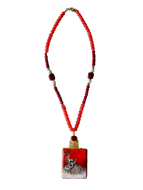 Noushina Red Qul Beaded Necklace