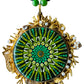 Green Mandala Necklace with Gold Frame