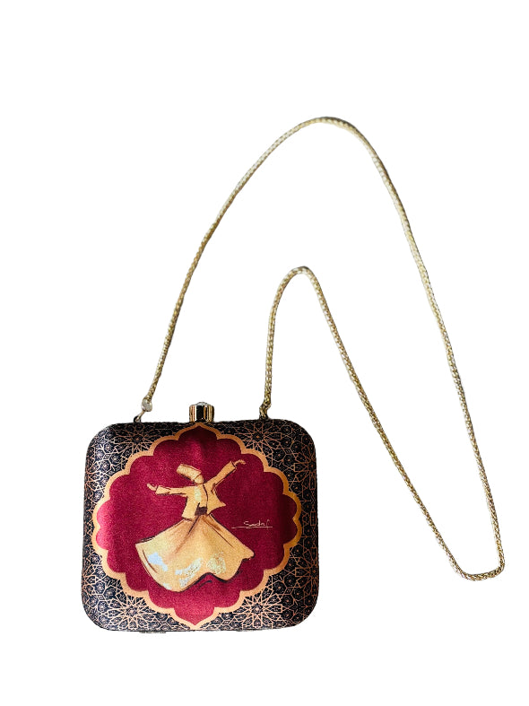 Sadaf Farasat Clutch Brown & Red