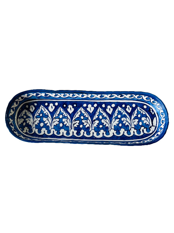 Multan Long Kabab Platter Blue & White Pattern