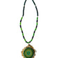 Green Mandala Necklace with Gold Frame