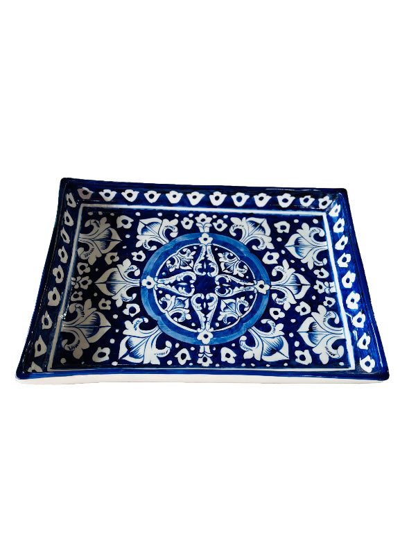 Multan Rectangle Tray Blue White