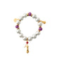 Silver Pearl & Purple Agate with 3 Gold-Plated Charms