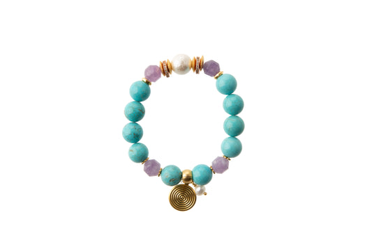 Turquoise with Lilac Jade & Pearl Bracelet