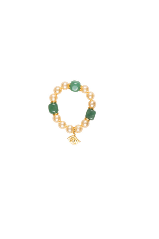 Gold Shell Pearl and Jadeite Bracelet