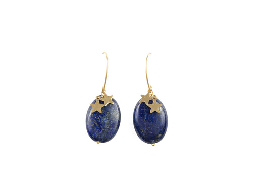 Lapis Drop Earrings with Gold-Plated Stars